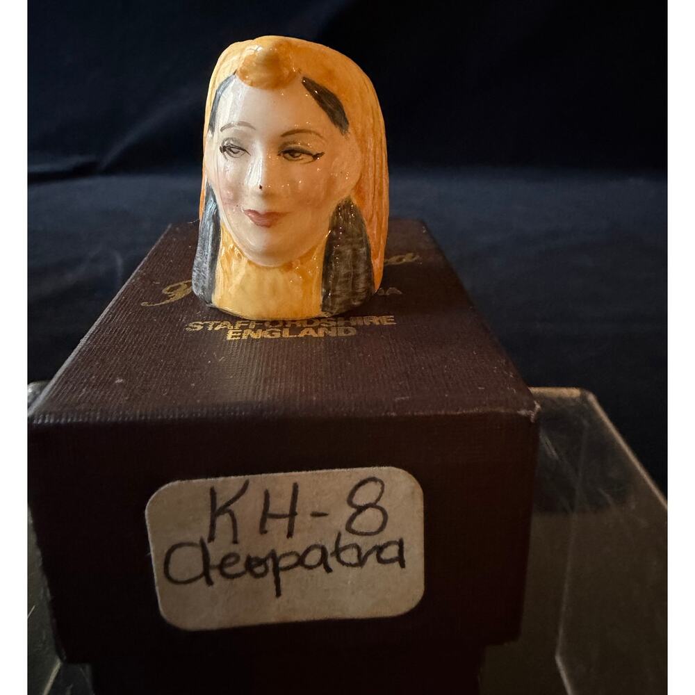 Vintage Cleopatra Porcelain Thimble – Historical Figure – Staffordshire, England